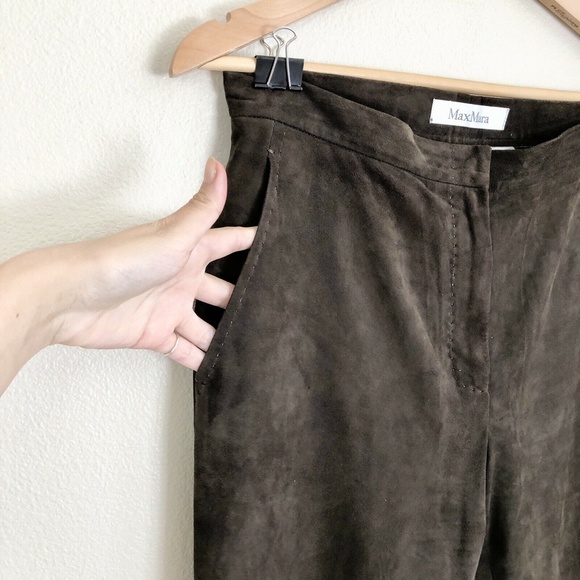 Vintage MAXMARA F/W 1999 Suede Leather Straight Leg Trouser Pants in Brown - Picture 5 of 8